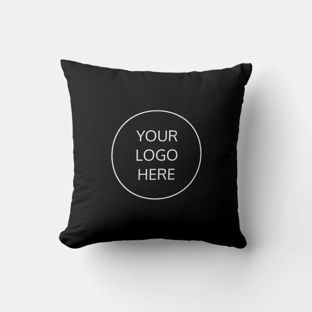 Business Logo Black Throw Pillow (Front)