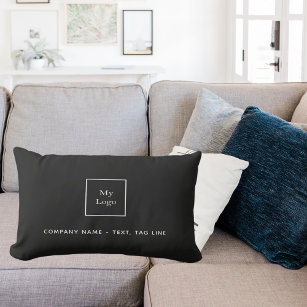 Business logo black white elegant lumbar cushion