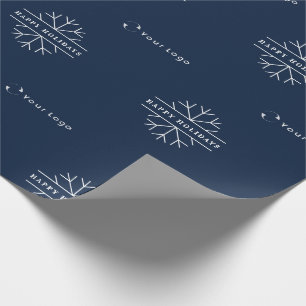 Business Logo Blue Christmas Snowflake Lp Wrapping Paper