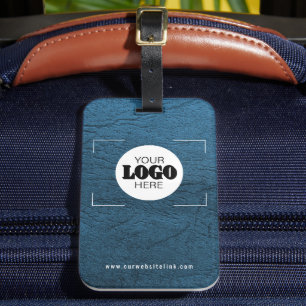 Business logo blue leather promotional gift luggage tag