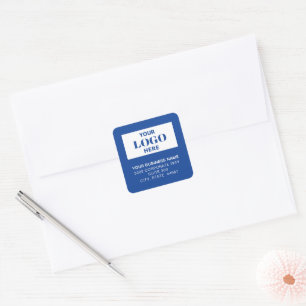 Business Logo Blue Square Return Address Labels
