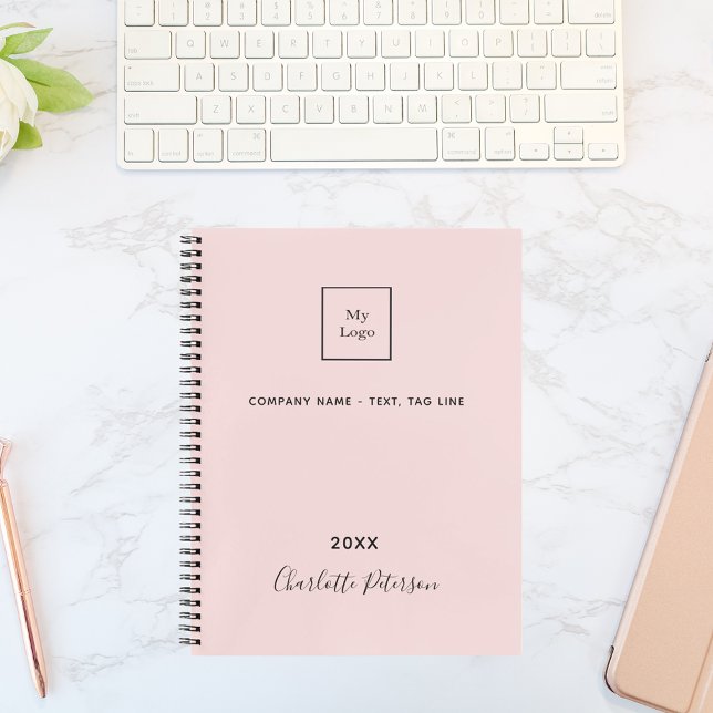 Business logo blush pink elegant monogram  notebook (Creator Uploaded)