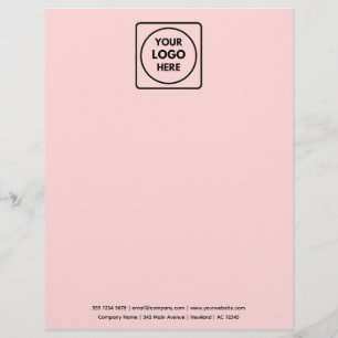 Business Logo Blush Pink Modern Minimalist Custom Letterhead