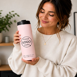 Business Logo Blush Pink Modern Minimalist Thermal Tumbler