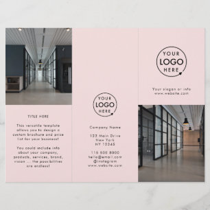Business Logo Blush Pink Pamphlet Brochure