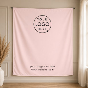 Business Logo   Blush Pink Photo Backdrop  Tapestry