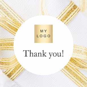 Business logo brand color thank you classic round sticker