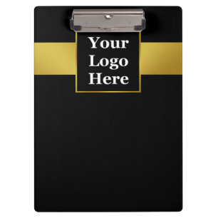 Business Logo Branded Black and Gold Professional Clipboard