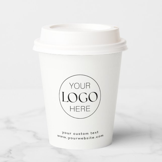Business Logo Branded Modern Simple Clean Paper Cups (Front)