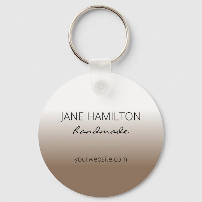 Business Logo Brown Minimal Simple Keychain (Front)