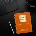 Business logo burnt orange elegant monogram 2025 planner<br><div class="desc">A trendy burnt orange coloured background.  Personalise and add your business,  company logo,  a text,  year and personal name.  Golden letters.  If you want it without text,  use your back-space key to delete.
Add your own website address on the back.</div>