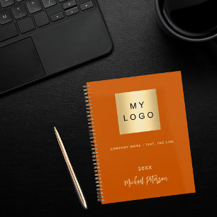 Business logo burnt orange elegant monogram notebook