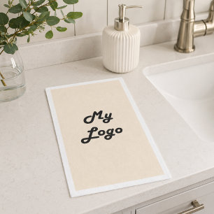 Business logo champagne cream napkin