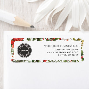 Business Logo Christmas Greenery Return Address Label