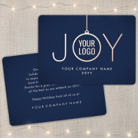Business Logo Christmas Ornament Navy Blue JOY