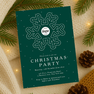Business Logo Christmas Party Green Corporate Invitation