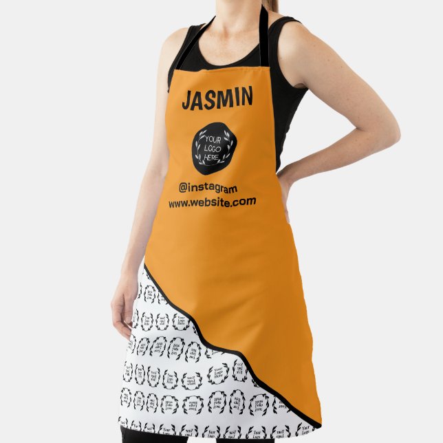 Business Logo Colour Block Pattern Name Title Apron (Insitu)
