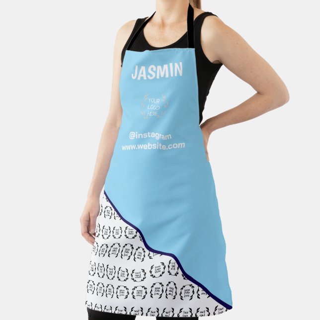 Business Logo Colour Block Pattern Name Title Apron (Insitu)