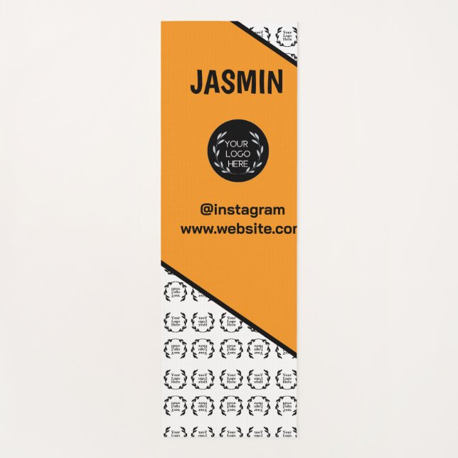 Business Logo Colour Block Pattern Name Title Yoga Mat (Front)