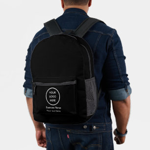 Business Logo Company Black Promotional Branding Printed Backpack