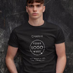 Business Logo Company Branded Staff Employee Name T-Shirt<br><div class="desc">A simple custom black business template in a modern minimalist style which can be easily updated with your company logo and text. If you need any help personalising this product,  please contact me using the message button below and I'll be happy to help.</div>