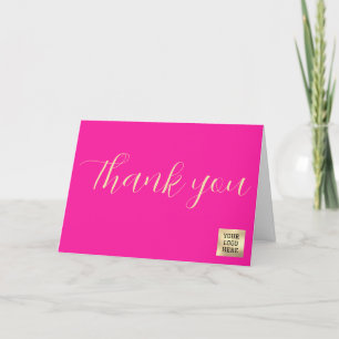 Business Logo Company Corporate Marketing Pink Thank You Card