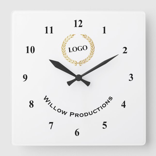 Business Logo Company Corporation Square Wall Clock (Front)