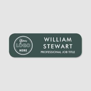 Business Logo Company Dark Green Employee Staff Name Tag