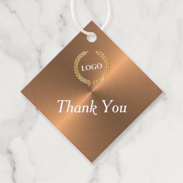Business Logo Company Diamond Copper Hang Tags (Front)