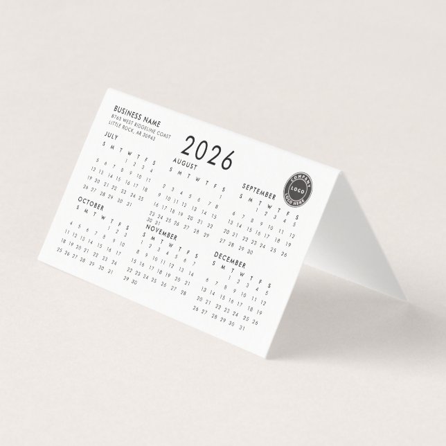 Business Logo Company Employees 2026 Calendar (Back)