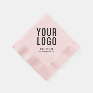 Business Logo Company Event Minimalist Pink Napkin