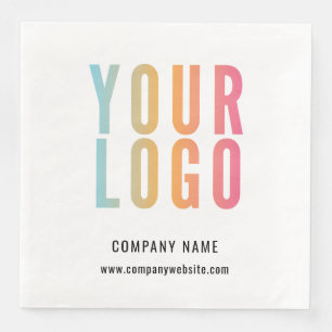 Business Logo Company Event Minimalist White Napkin