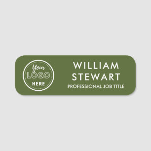 Business Logo Company Moss Green Employee Staff Name Tag
