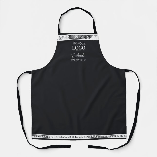Business Logo Company Name Black & White Promo Apron (Front)
