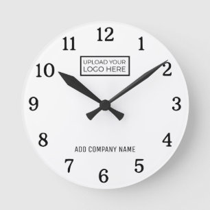 Business Logo Company Name Corporate Branded  Round Clock