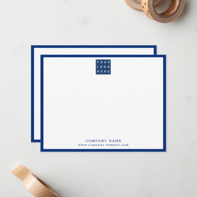 Business Logo Company Name Navy Blue Border Card (Front/Back In Situ)