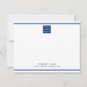 Business Logo Company Name Navy Blue Two Borders Card