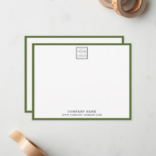 Business Logo Company Name Olive Green Border Card