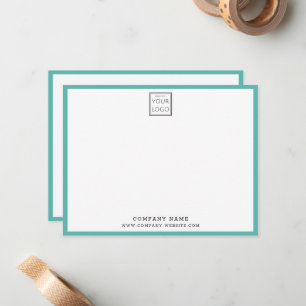 Business Logo Company Name Teal Border Card