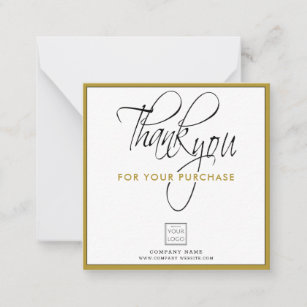 Business Logo Company Name Thank You For Purchase Card