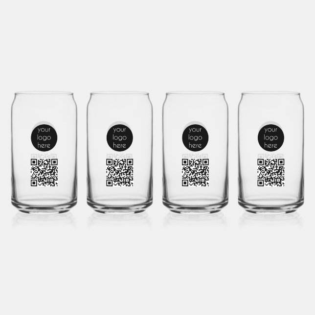 Business Logo Company Promotional QR Code Can Glass (Front)