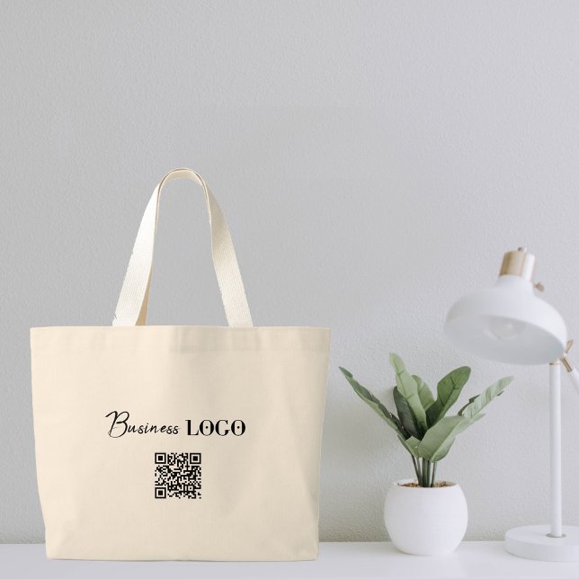 Business Logo Company Promotional QR Code Large Tote Bag (Creator Uploaded)