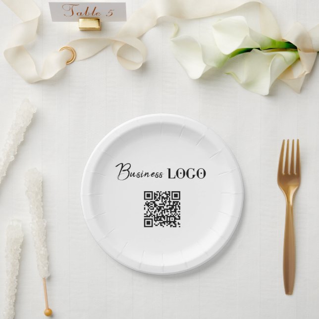 Business Logo Company Promotional QR Code Paper Plate (Wedding)