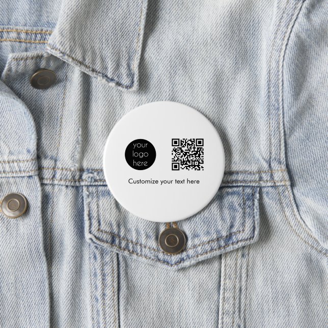 Business Logo Company Promotional QR Code Text 7.5 Cm Round Badge (In Situ)