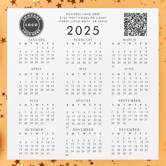 Business Logo Company QR Code 2025 Calendar (2025 Square Magnetic Calendar with QR Code and Business Logo)