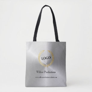 Business Logo Company Silver Tote Bag