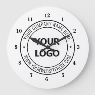 Business Logo Company Stamp Personalized Modern Large Clock