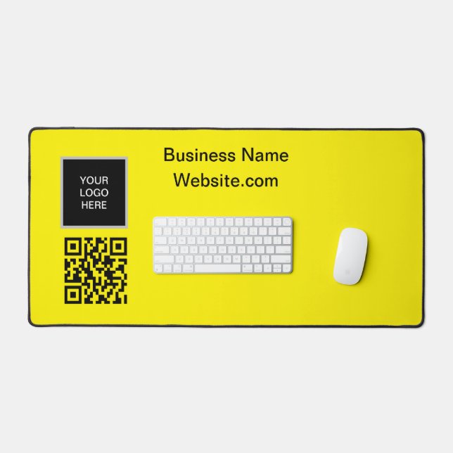Business logo Company Yellow QR Code Desk Mat (Keyboard & Mouse)