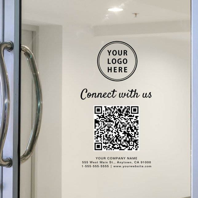 Business Logo Connect With Us Create Your QR Code  (Business Logo Connect With Us Create Your QR Code Window Cling)
