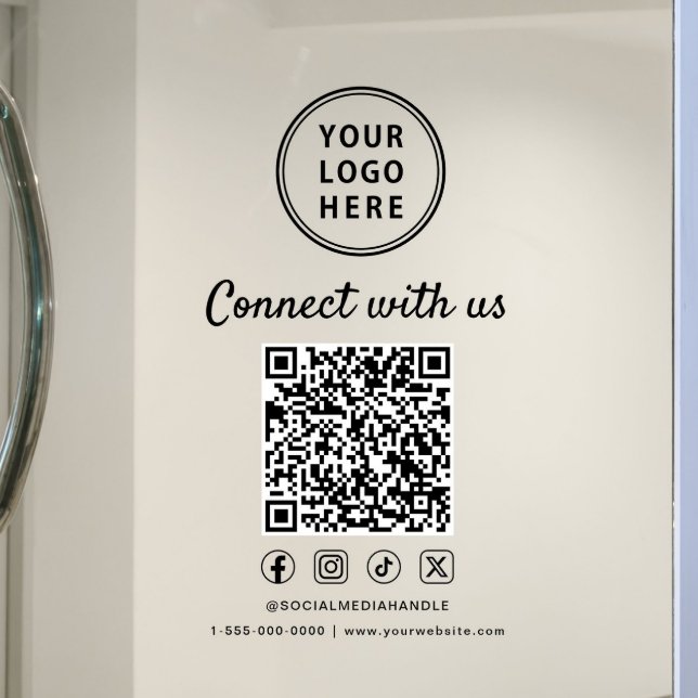 Business Logo Connect With Us Create Your QR Code (Business Logo Connect With Us Create Your QR Code Window Cling)